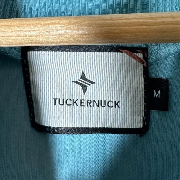 Tuckernuck Blue Ribbed Rollins Funnel Neck Sweater Medium - Picture 4 of 8